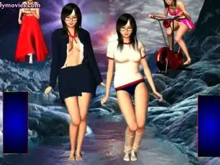 Animated 孩兒 stripping 和 rubbing