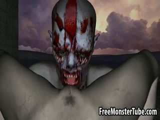 3d zombií kotě getting licked a fucked outdoors