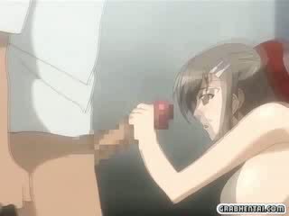 Bondage hentai with a muzzle gets fucked and whipped