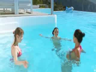 Three dolls suck my Cock in a pool