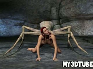 3d rousse nana getting baisée par an alien spider