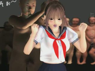 Erotic 3D hentai girl gets gangbanged