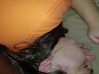 Wife sleeps while I cum 3 times in her mouth