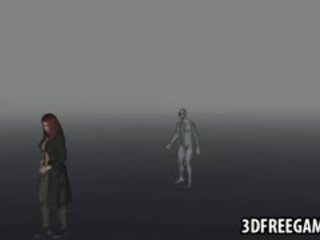 Sexy 3D Redhead Babe Getting Fucked Hard By A Zombie