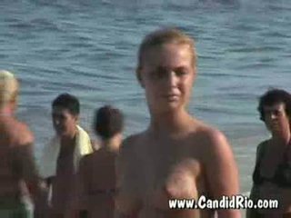 2 topless european babes hooking at copacabana beach