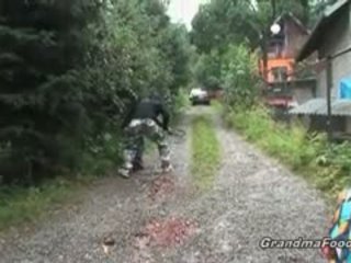Blonde Granny Fucked In The Woods