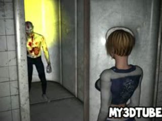 3D Cartoon Blonde Babe Getting Fucked By A Zombie