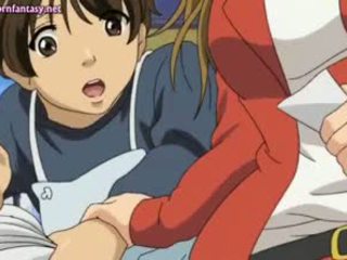Hentai Chick With Huge Tits Doing Footjob