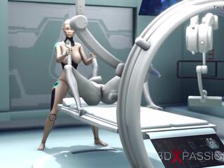 Female sesso android plays con an alieno in il sci-fi lab