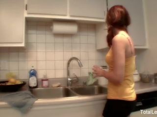 Busty MILF teaches young brunette how to cook and then some