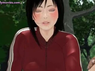 Animated babe tasting big penis