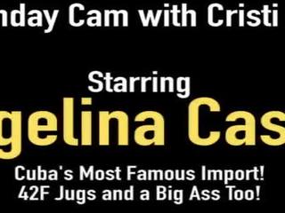 Curvy কিউবান angelina castro & thick ল্যাটিনা cristi ann ডিলদো drill & কাম!